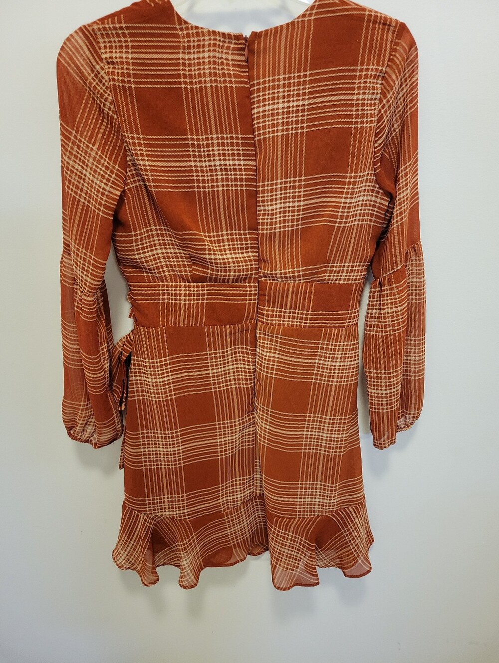 Altar'd State Rust Plaid Wrap Mini Dress - Picture 4 of 4